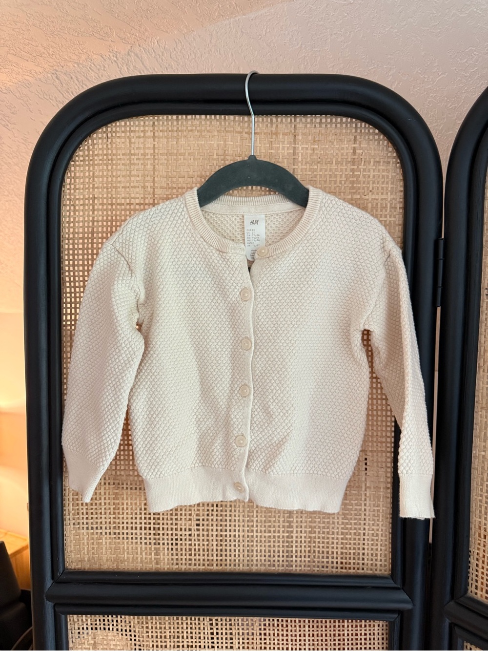 H&M Toddler Girls Button Down Cardigan 100% Cotton Cream 2T
